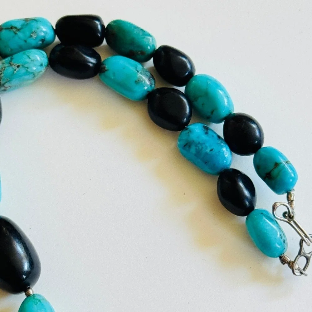 Necklace VTG Natural‎ Turquoise Collar Beads Graduated Genuine Boho Genuine 16